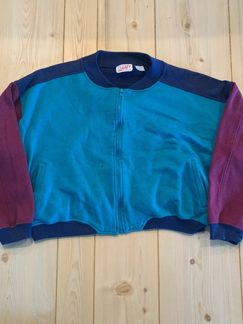 Vintage 90s Mobility Sport Retro Multicolor Zip Pocket Sweatshirt Women's Size L